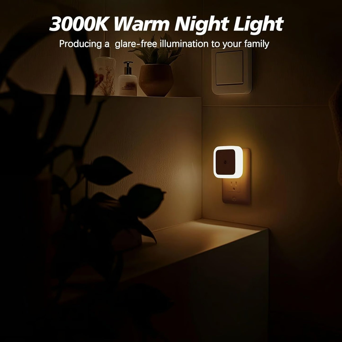 6pcs Night Light, Night Lights Plug into Wall , Nightlight Plug in Night Lights, Dusk to Dawn Night Lamp Led Night Light for Bedroom, Bathroom, Hallway Warm White - ZZZ