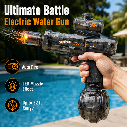💧Glowing Electric Water Gun🔫, 32ft Range, 320cc Tank, Fun Summer Toy for All Ages-HG