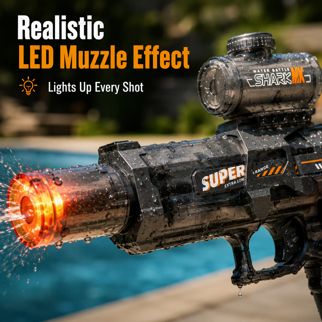 💧Glowing Electric Water Gun🔫, 32ft Range, 320cc Tank, Fun Summer Toy for All Ages-HG