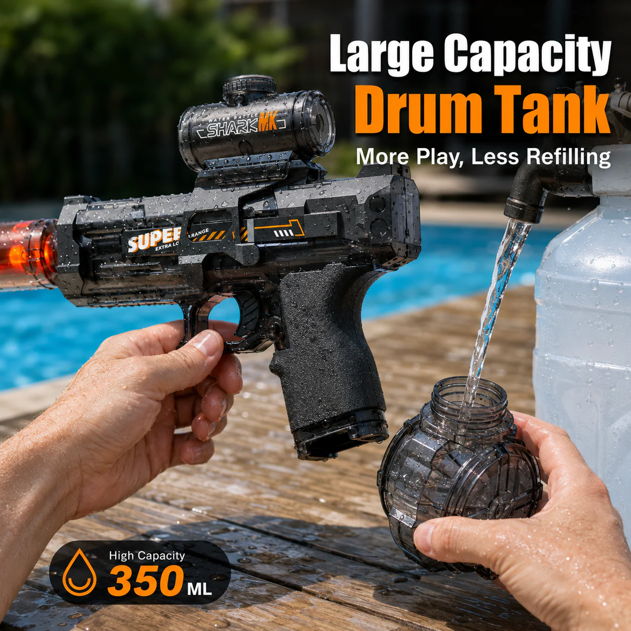 💧Glowing Electric Water Gun🔫, 32ft Range, 320cc Tank, Fun Summer Toy for All Ages-HG