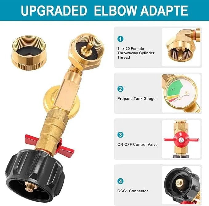 🔥Father's Day Sale 56% OFF🔥-Top-Rated Propane Refill Elbow Adapter with Tank Gauge - Finds