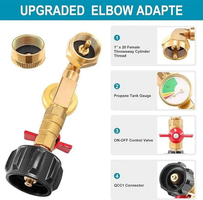 🔥Father's Day Sale 56% OFF🔥-Top-Rated Propane Refill Elbow Adapter with Tank Gauge - Finds