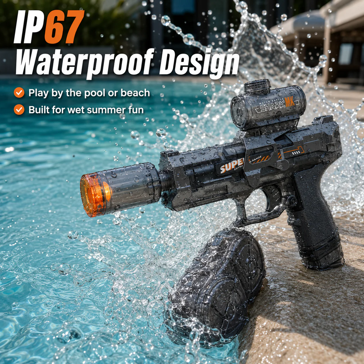 💧Glowing Electric Water Gun🔫, 32ft Range, 320cc Tank, Fun Summer Toy for All Ages-HG