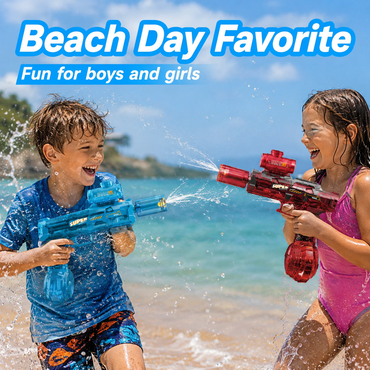 💧Glowing Electric Water Gun🔫, 32ft Range, 320cc Tank, Fun Summer Toy for All Ages-HG
