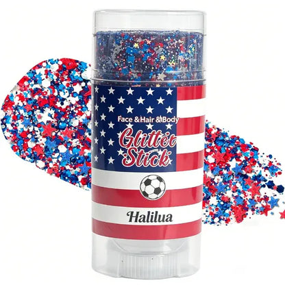 3-in-1 Patriotic Glow 😍 ✨ Red,   White & Blue Glitter Body Stick-Viral