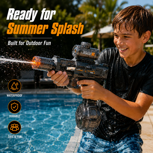 💧Glowing Electric Water Gun🔫, 32ft Range, 320cc Tank, Fun Summer Toy for All Ages-HG