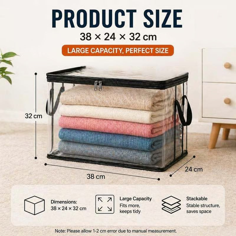 📦Large Heavy-Duty Thick Clear Storage Bag for Clothes, Moving & Storage-Curated
