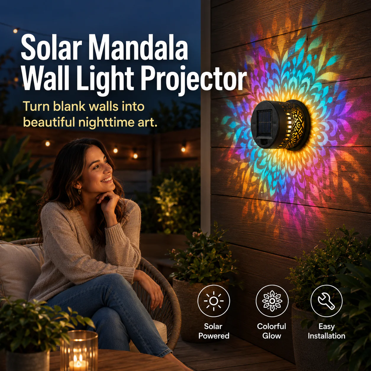✨🔥Mandala Solar Wall Lamp – Magical Patio Night Ambience✨🛒-Elite