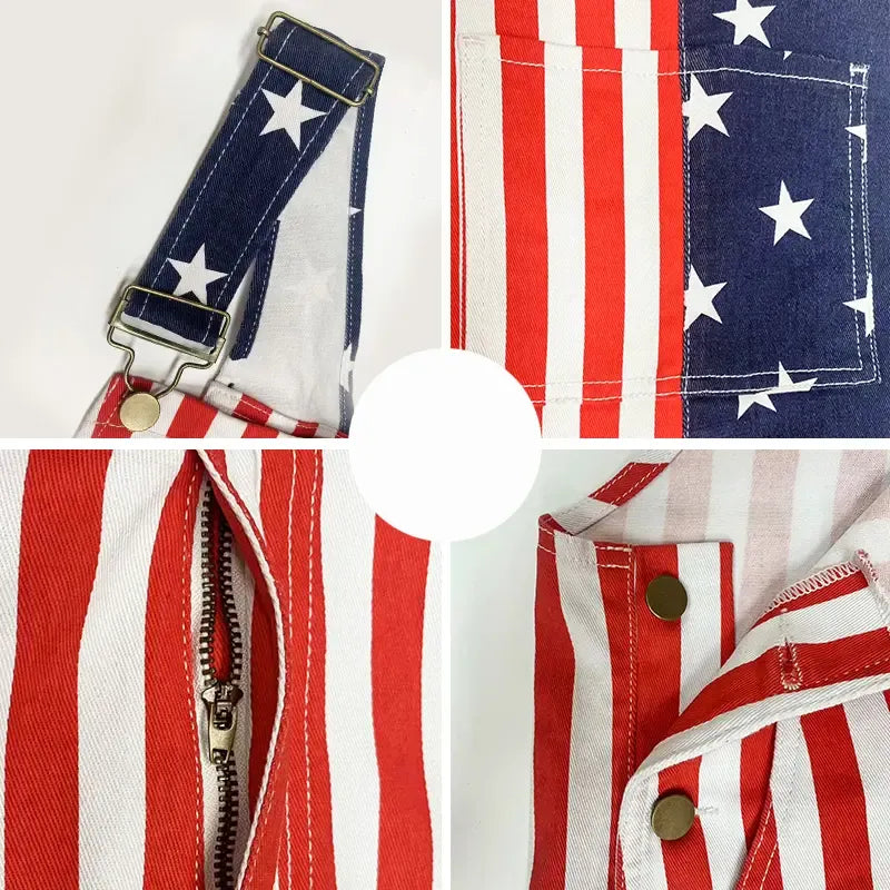 4th of July 250th Anniversary American Flag Overalls-Finds