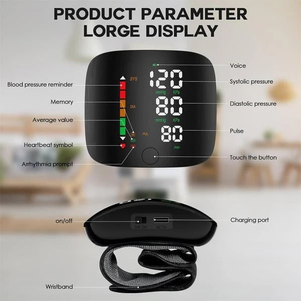 ☀️🔥Wrist Blood Pressure Monitor – LED Display, Adjustable, Health Tracking🔥-Elite