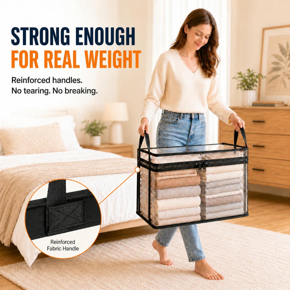 📦Large Heavy-Duty Thick Clear Storage Bag for Clothes, Moving & Storage-Curated