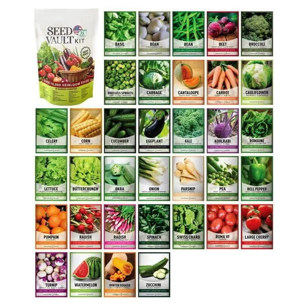 🥦Ultimate Survival Seed Vault (16,000+ Seeds) | 35 Variety Pack🌿|50-Year Shelf Life-edition