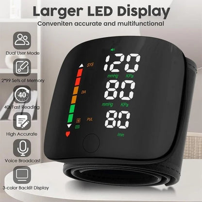 ☀️🔥Wrist Blood Pressure Monitor – LED Display, Adjustable, Health Tracking🔥-Elite